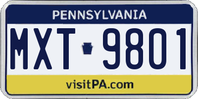 PA license plate MXT9801