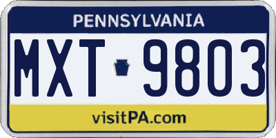 PA license plate MXT9803
