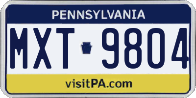 PA license plate MXT9804