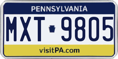 PA license plate MXT9805