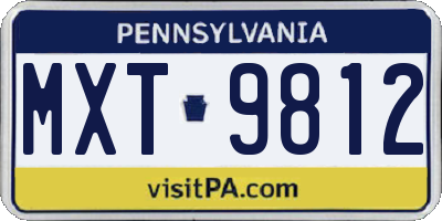 PA license plate MXT9812