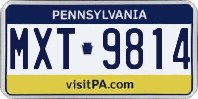 PA license plate MXT9814