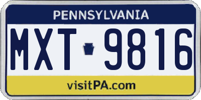 PA license plate MXT9816