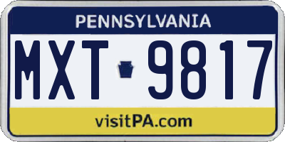 PA license plate MXT9817