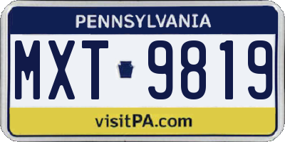 PA license plate MXT9819