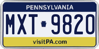 PA license plate MXT9820