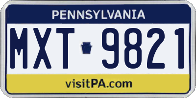 PA license plate MXT9821