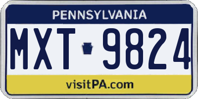 PA license plate MXT9824