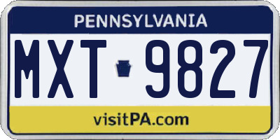 PA license plate MXT9827