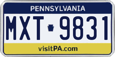 PA license plate MXT9831