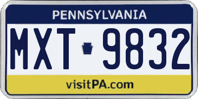 PA license plate MXT9832