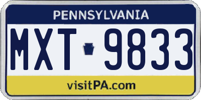 PA license plate MXT9833