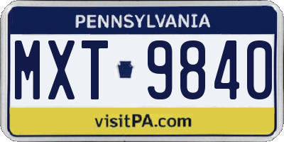 PA license plate MXT9840