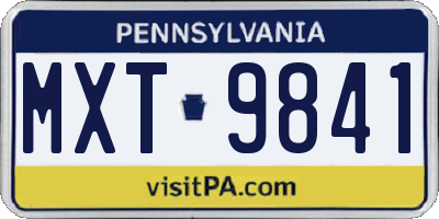 PA license plate MXT9841