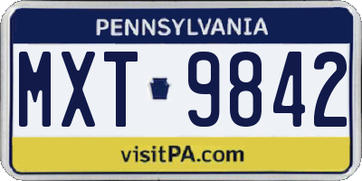 PA license plate MXT9842