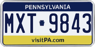PA license plate MXT9843