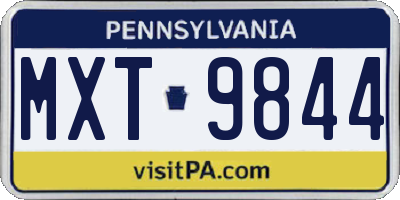 PA license plate MXT9844