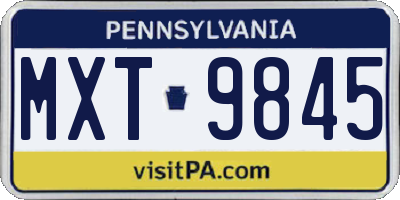 PA license plate MXT9845