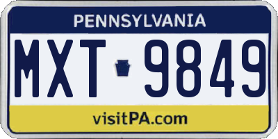 PA license plate MXT9849