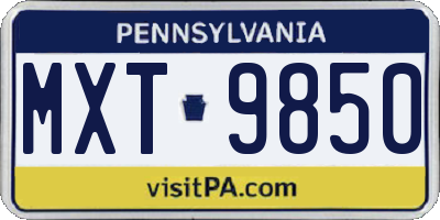 PA license plate MXT9850