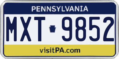 PA license plate MXT9852