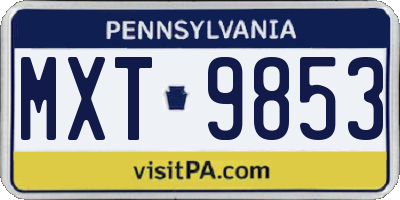 PA license plate MXT9853