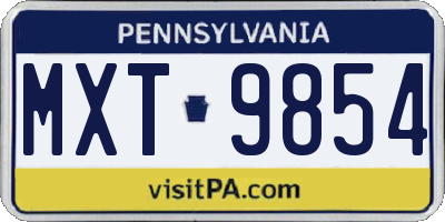 PA license plate MXT9854