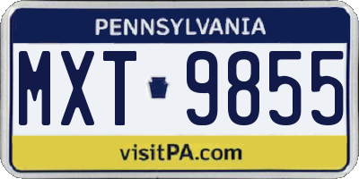 PA license plate MXT9855