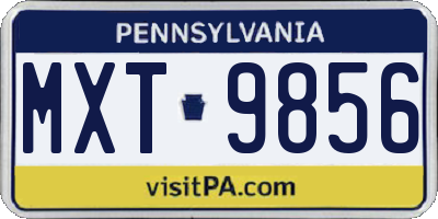 PA license plate MXT9856