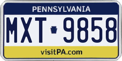 PA license plate MXT9858