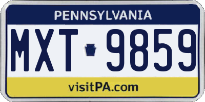 PA license plate MXT9859