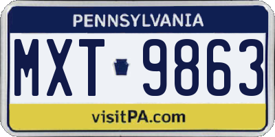 PA license plate MXT9863