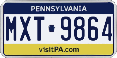 PA license plate MXT9864