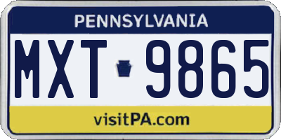 PA license plate MXT9865