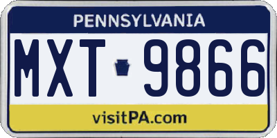 PA license plate MXT9866
