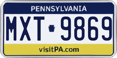 PA license plate MXT9869