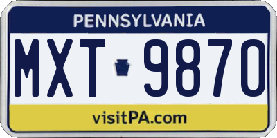 PA license plate MXT9870