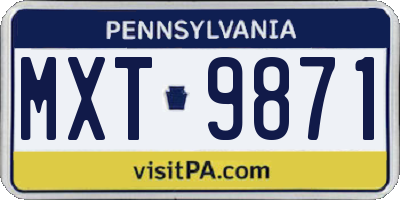 PA license plate MXT9871