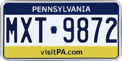 PA license plate MXT9872