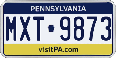 PA license plate MXT9873