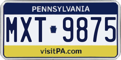 PA license plate MXT9875