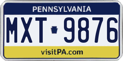 PA license plate MXT9876