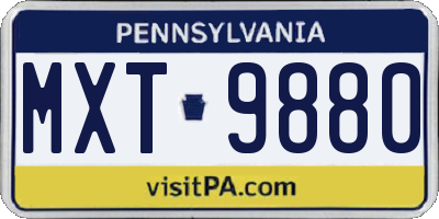PA license plate MXT9880