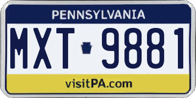PA license plate MXT9881