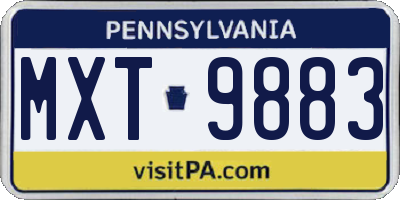 PA license plate MXT9883