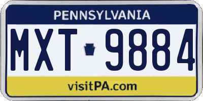 PA license plate MXT9884