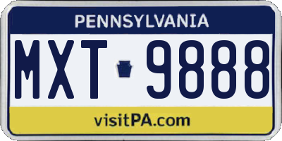 PA license plate MXT9888