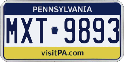 PA license plate MXT9893