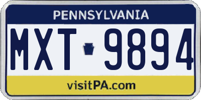 PA license plate MXT9894