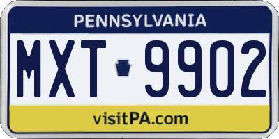 PA license plate MXT9902